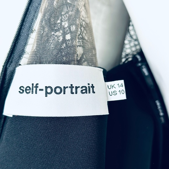 SELF POTRAIT Black Cape Dress  Lace Mini Dress US 10 - Picture 10 of 10